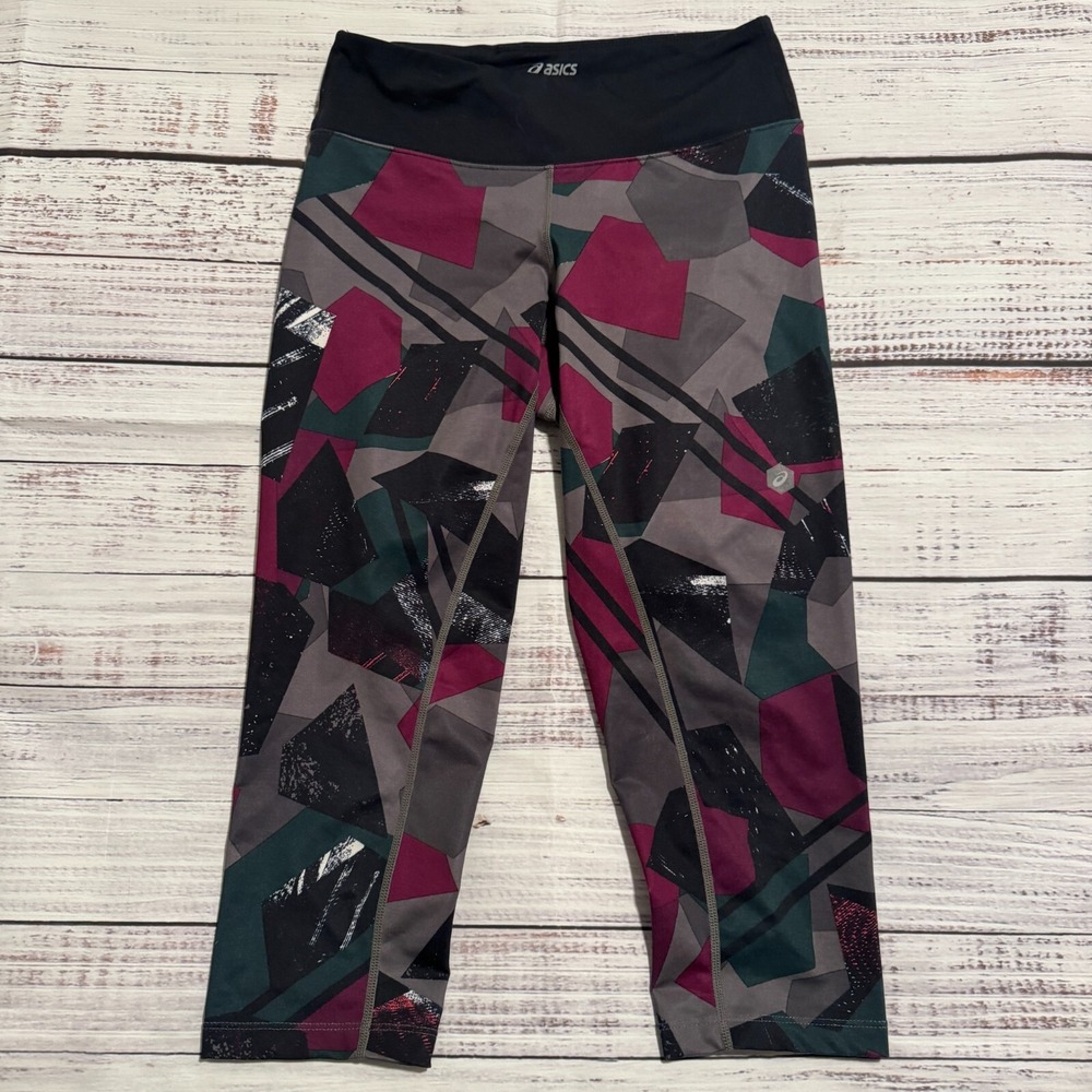 Asics Motion Dry Running Capri Leggings Pants Camo Print Women's‎ Size Small